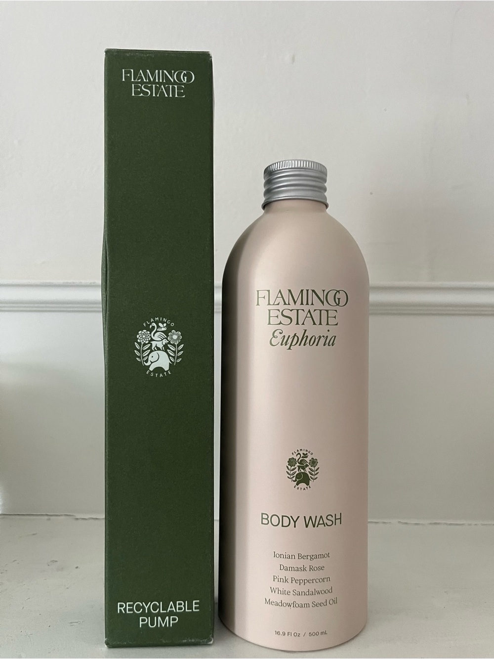Flamingo Estate Euphoria Body Wash and recyclable pump NWT